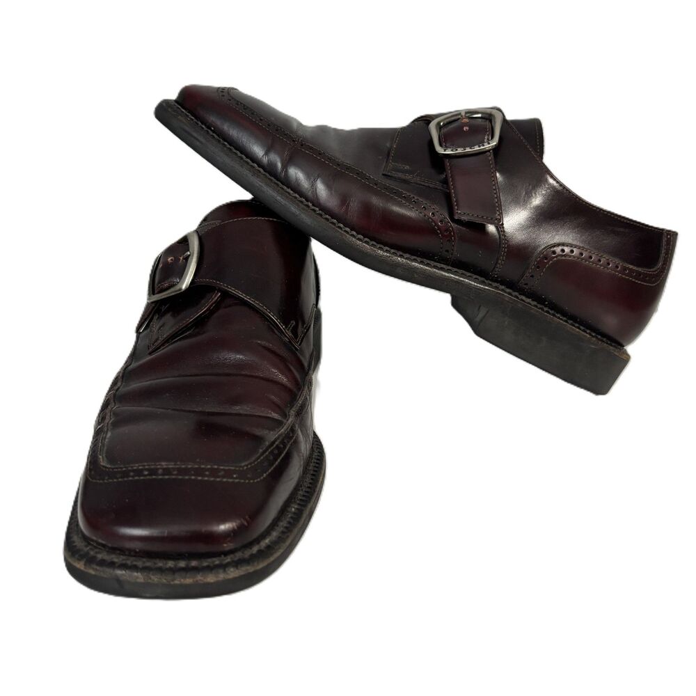 Michael Toschi Men Paul Monk Strap Buckle Shoes Leather Italy Brown Size 10.5